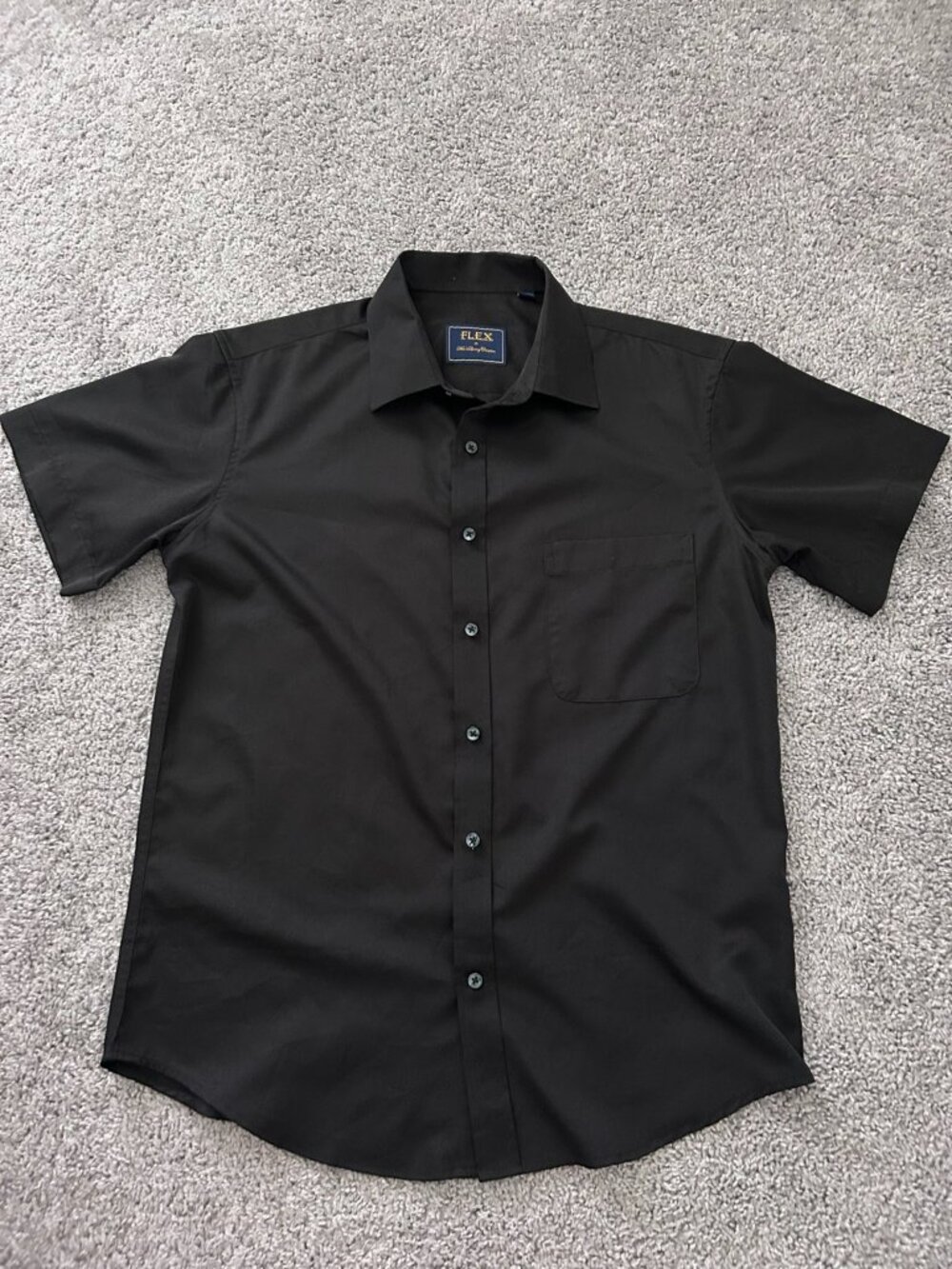 Flex Men's Luxury Collection Short Sleeve Medium Black Button-Up